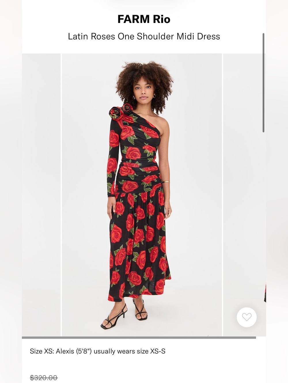 FARM Rio Latin Roses One Shoulder Midi Dress Size XS